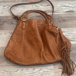G.I.L.I. Brown Leather Shoulder Bag with Tassel